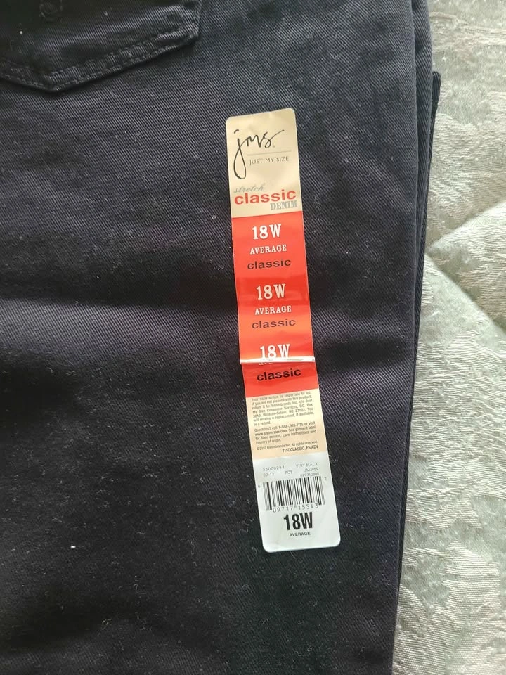 Just My Size Slimming Stretch Classic Denim Jeans 18W Black - photo 2