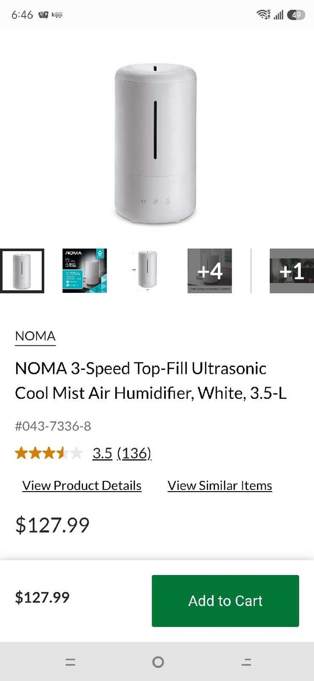 NOMA 3-Speed Top-Fill Ultrasonic Cool Mist Air Humidifier
