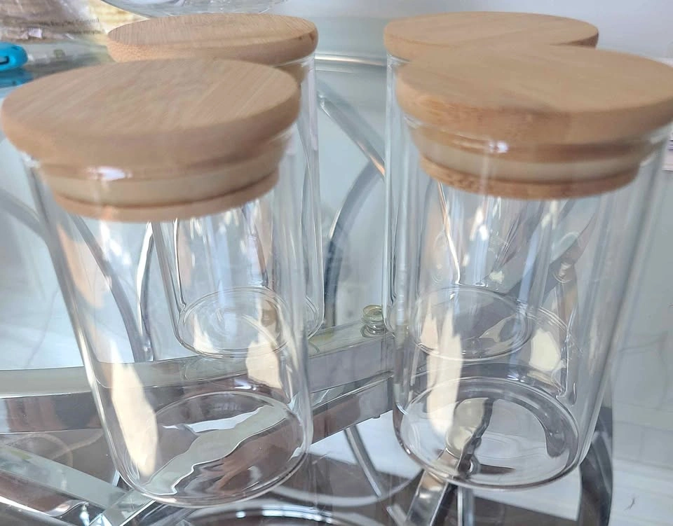 Set of 4 Glass Storage Jars with Bamboo Lids