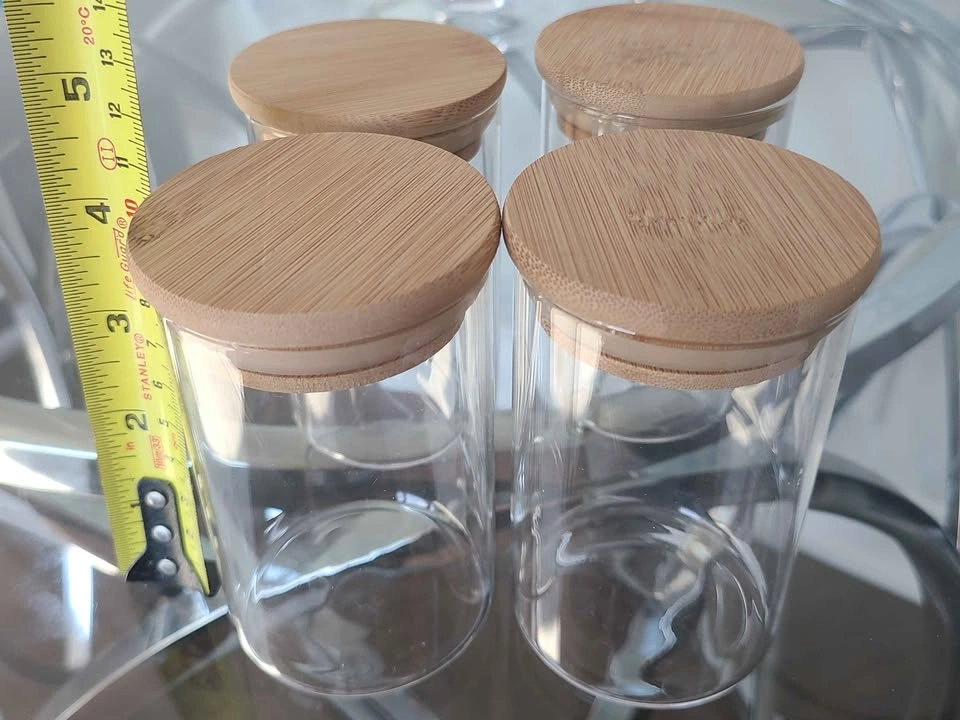 Set of 4 Glass Storage Jars with Bamboo Lids - photo 4