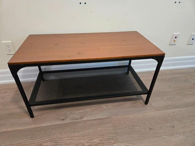 IKEA FJELLBO Coffee Table with Storage Shelf (Black / Wood)
