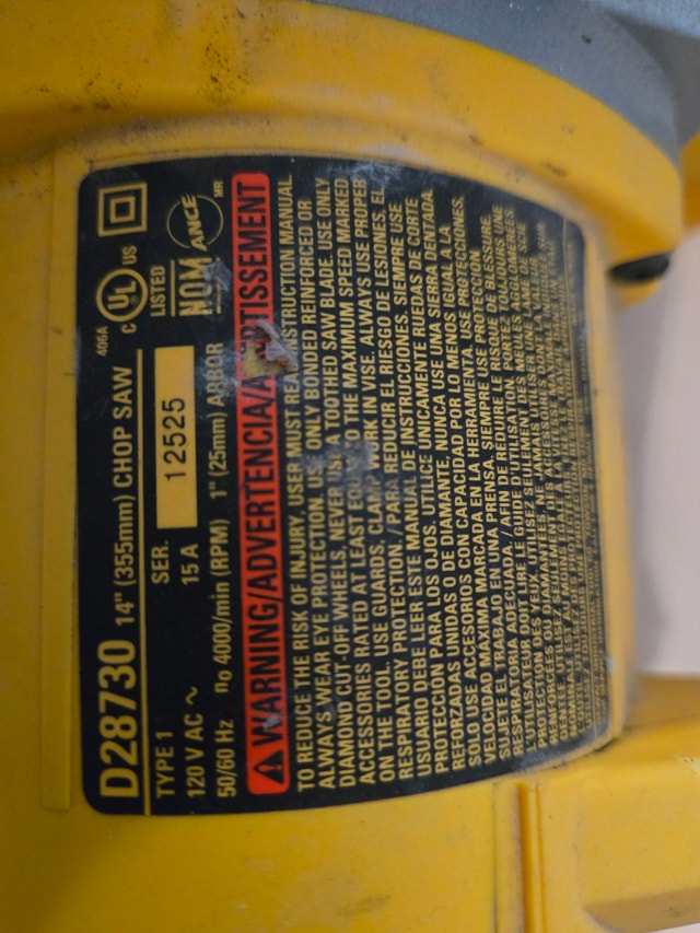DeWalt D28730 14-Inch Chop Saw / Metal Cut-Off Saw - photo 2