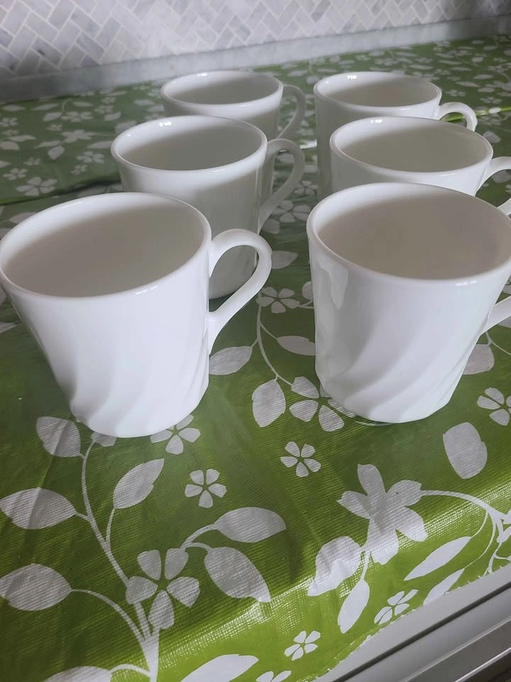 Vintage Corning White Swirl Mugs - Set of 6 - photo 4