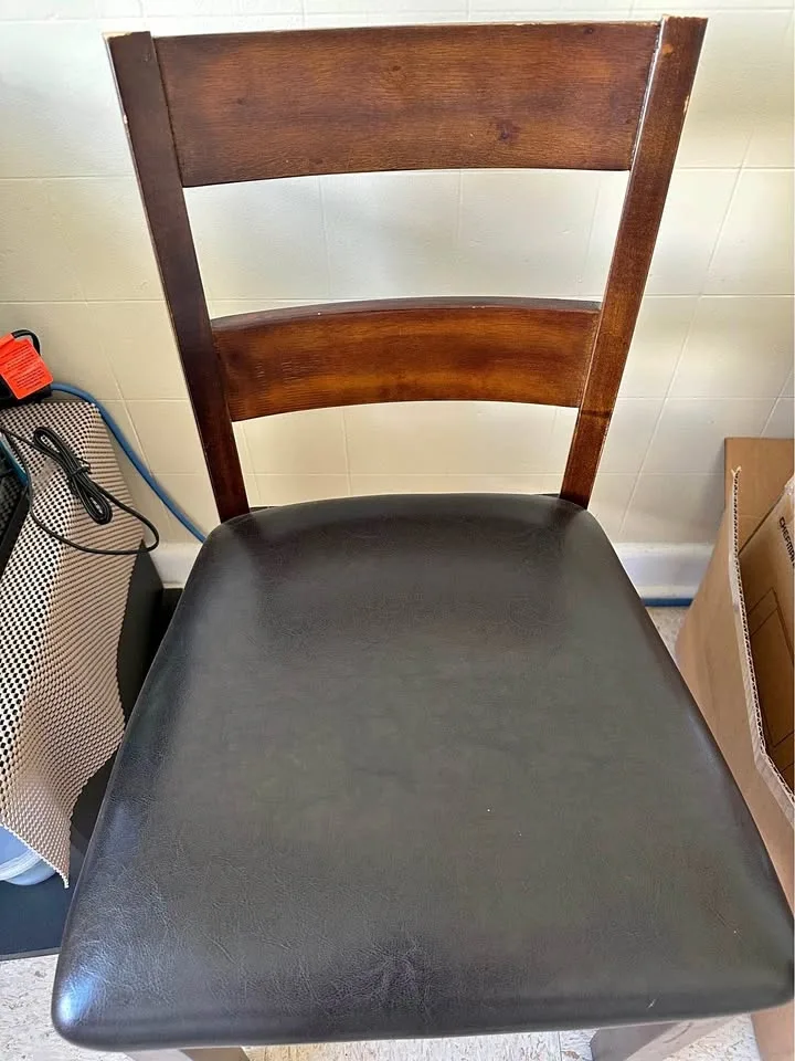 Wooden Dining Chair with Faux Leather Seat