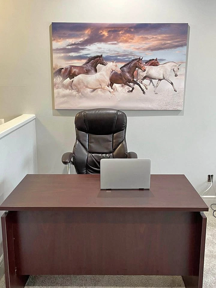 Office Desk & Swivel Leather Chair Set – Excellent Condition