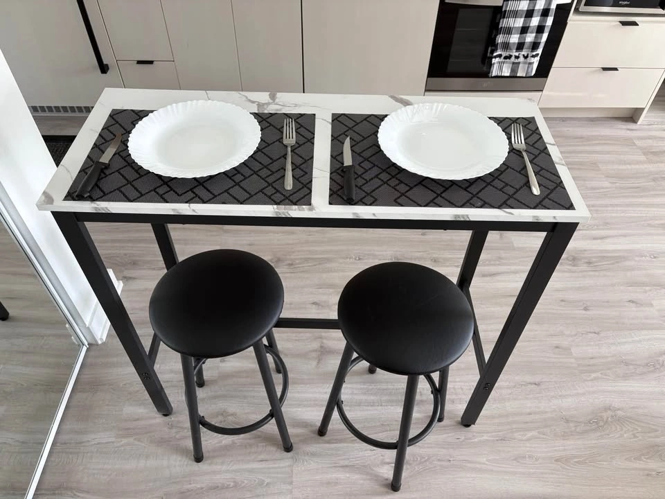 Modern High Dining Table Set with 2 Stools - photo 2