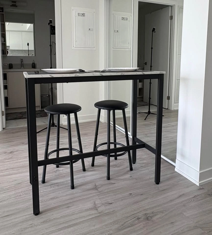 Modern High Dining Table Set with 2 Stools - photo 4