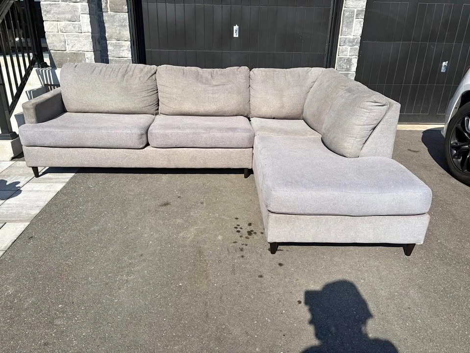 Grey Large Sectional Couch with Pillows