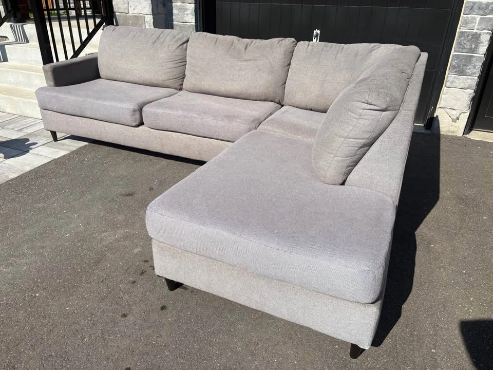 Grey Large Sectional Couch with Pillows - photo 2
