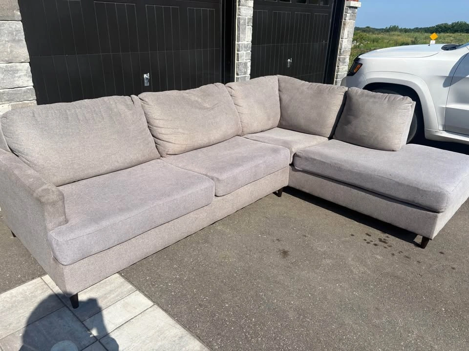 Grey Large Sectional Couch with Pillows - photo 3