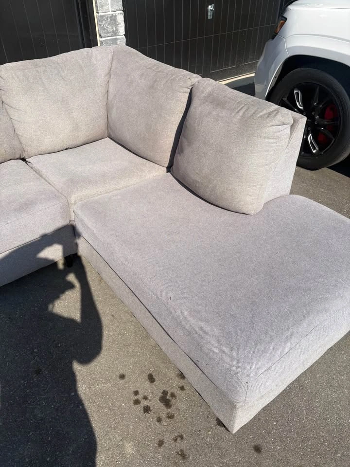 Grey Large Sectional Couch with Pillows - photo 4