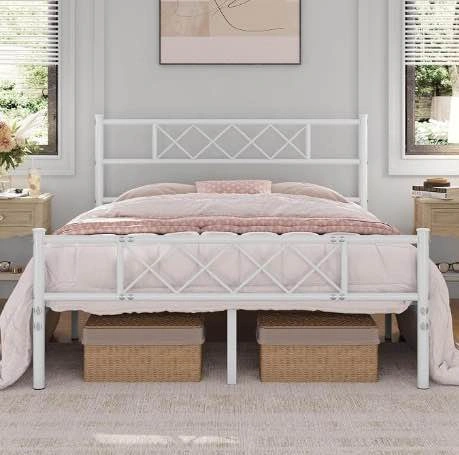 White Full Size Metal Bed Frame - photo 2