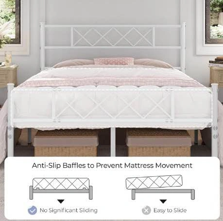 White Full Size Metal Bed Frame - photo 3