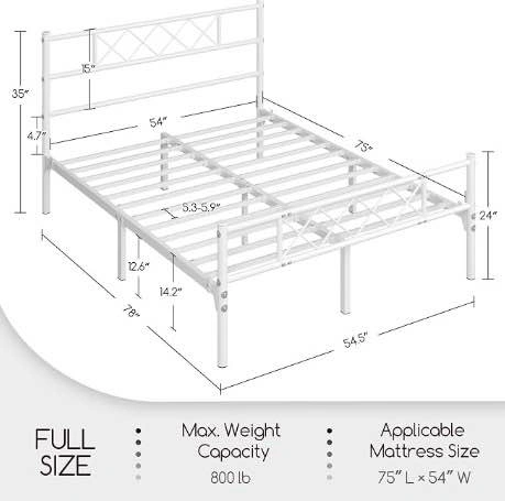 White Full Size Metal Bed Frame - photo 4
