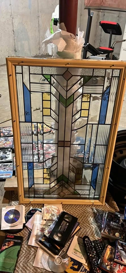 decorative stained glass insert for an exterior door