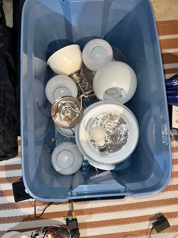 Assorted Light Fixtures & Glass Lamp Shades