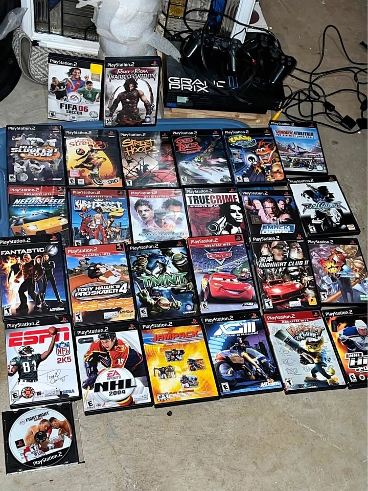PS2 Slim Console + 2 Controllers + 20+ Games Bundle