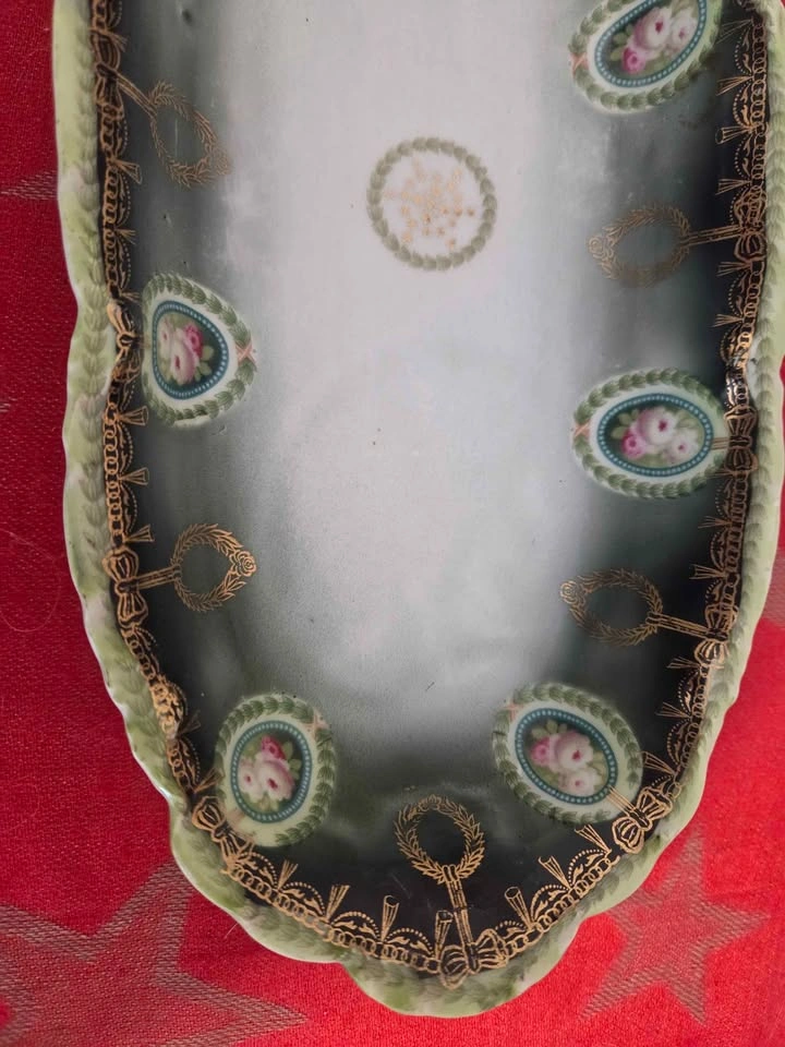 Vintage German Transferware Celery Boat Serving Trays, set of 2 - photo 5