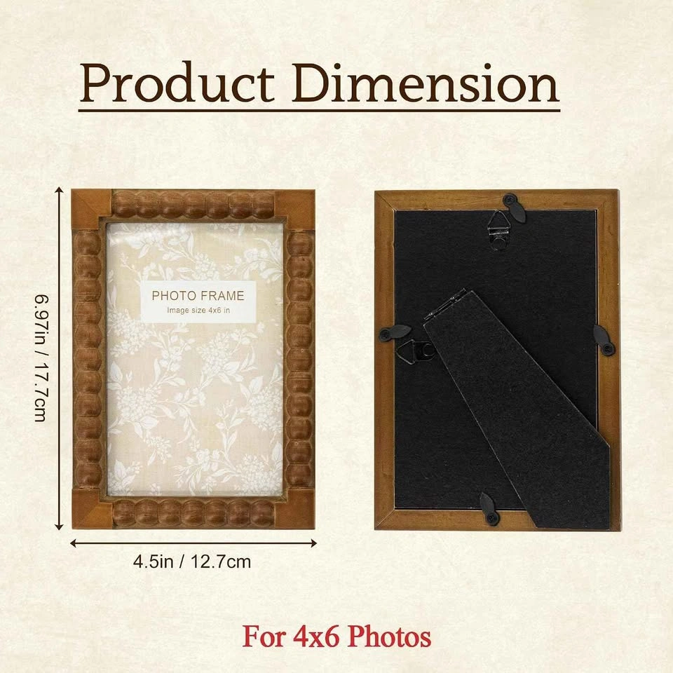 Walnut Colored Pine Bead Photo Frame 4x6 - photo 2