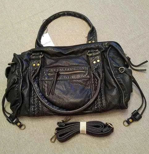 Washed Vintage Leather Shoulder Bag with Braided Trim - photo 5