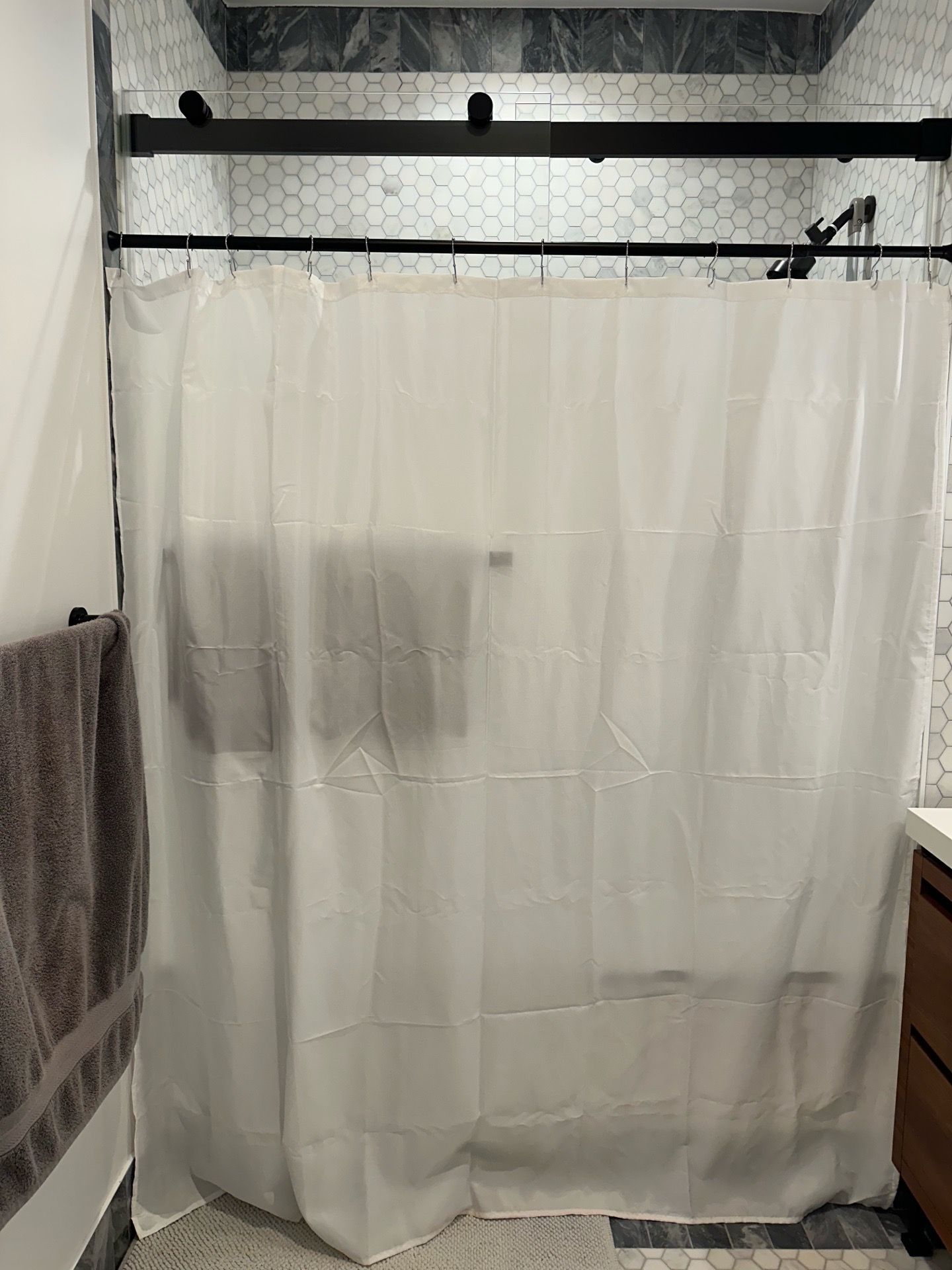 Shower Rod, Rings, and Outer Curtain (1 week)