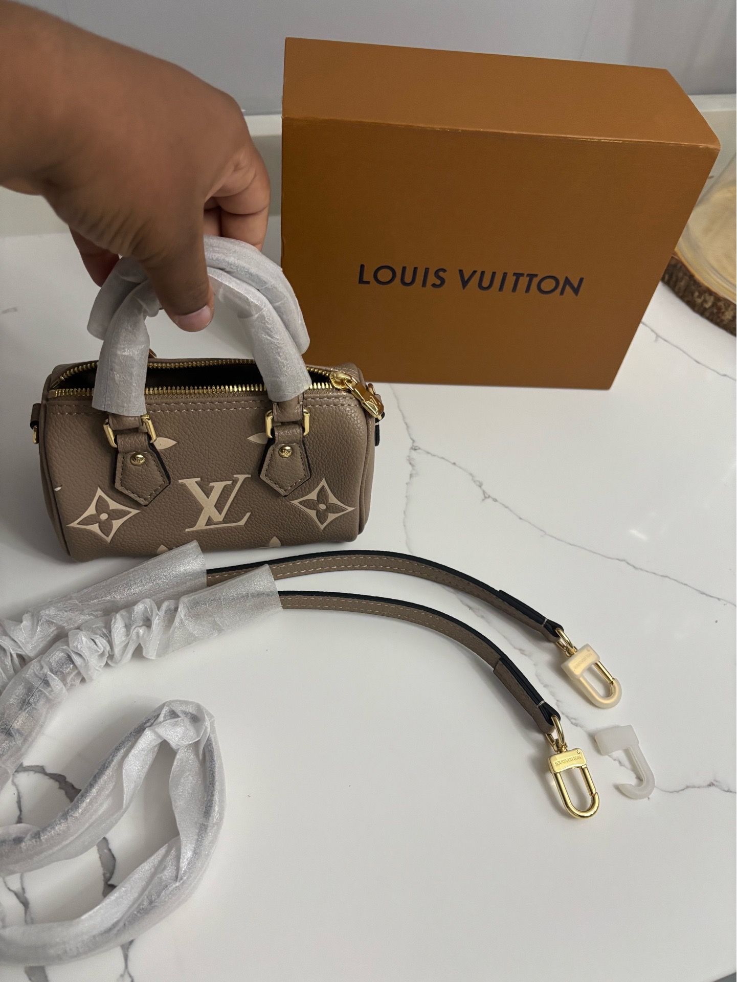 Brown and tan louis vuitton speedy 16