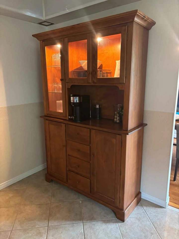 Solid Natural Wood Kitchen Hutch - photo 2