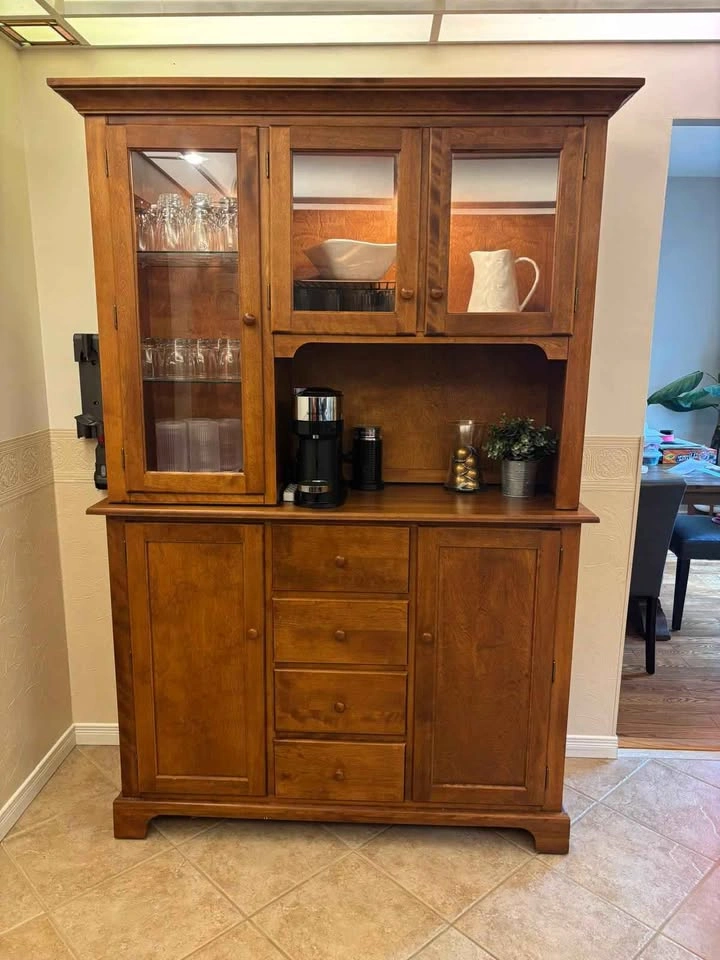 Solid Natural Wood Kitchen Hutch - photo 3
