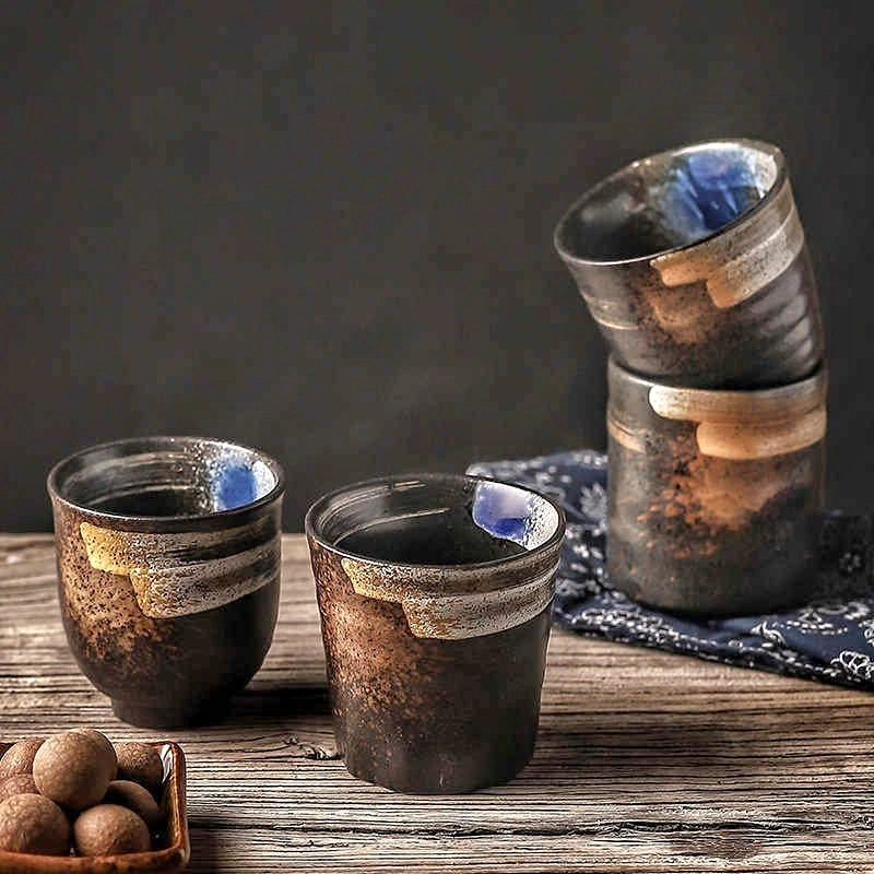 CUP003 A2501 Japanese Retro Ribbed Ceramic Teacup