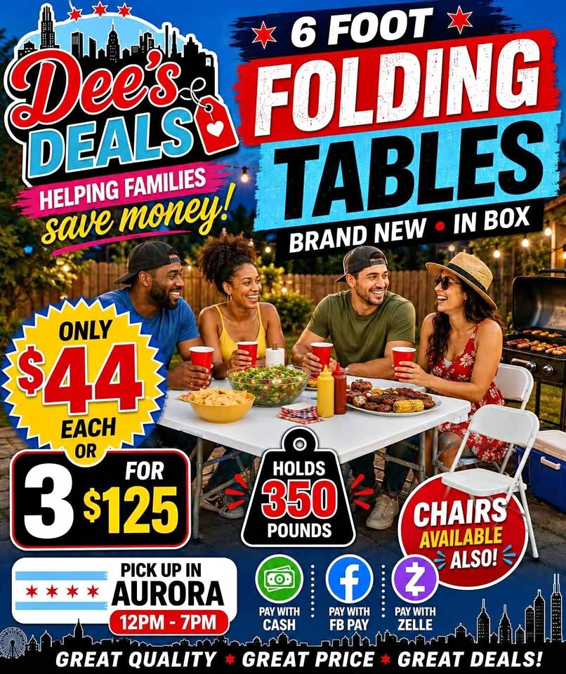 6 foot folding tables BRAND NEW IN BOX ONLY $44