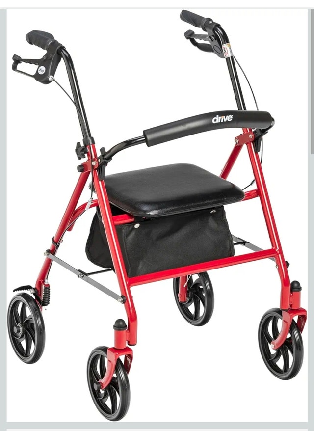 Drive Medical Rollator Walker with Seat, 350 lbs, Red, BRAND NEW