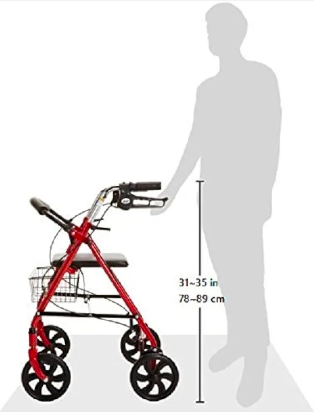 Drive Medical Rollator Walker with Seat, 350 lbs, Red, BRAND NEW - photo 3