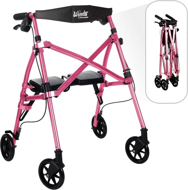 Able Life Short and Lightweight Folding Walker with Seat NEW