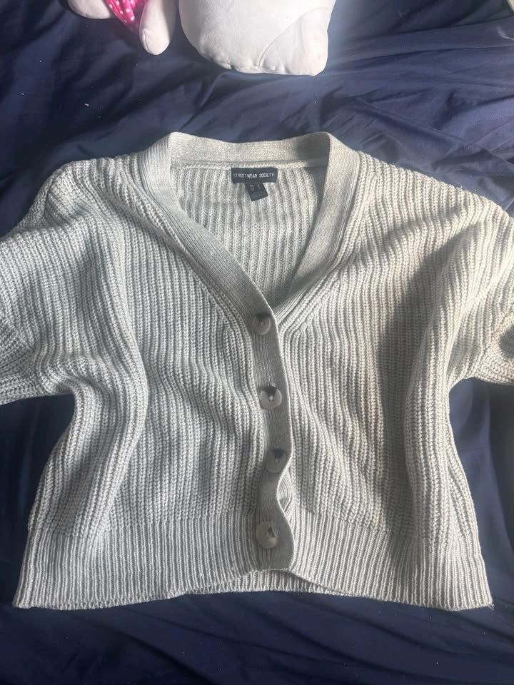 Grey cropped cardigan - photo 2