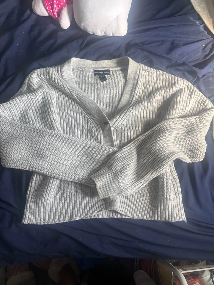 Grey cropped cardigan - photo 3