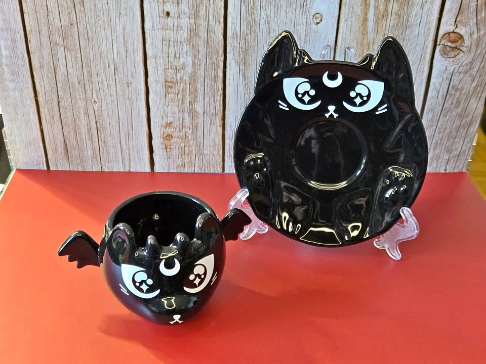 BNIB Killstar Black Cat & Bat Wing Teacup and Saucer Set
