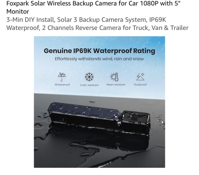 Foxpark Solar 3 Wireless Backup Camera Kit – 1080P HD - photo 2