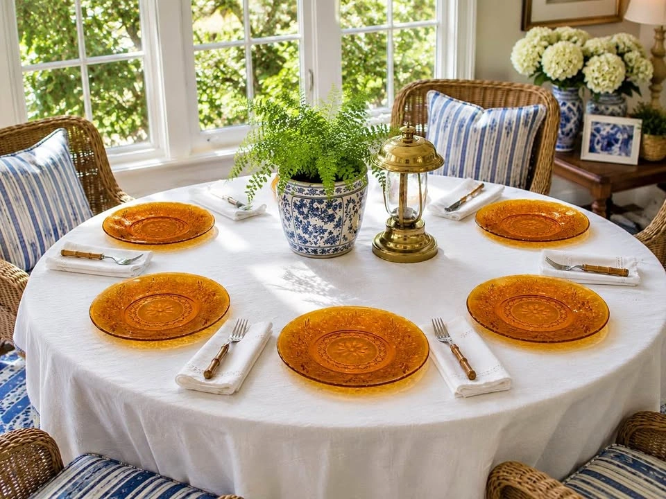Vintage Indiana Glass Lunch Plates (6) “ Tiara” Amber