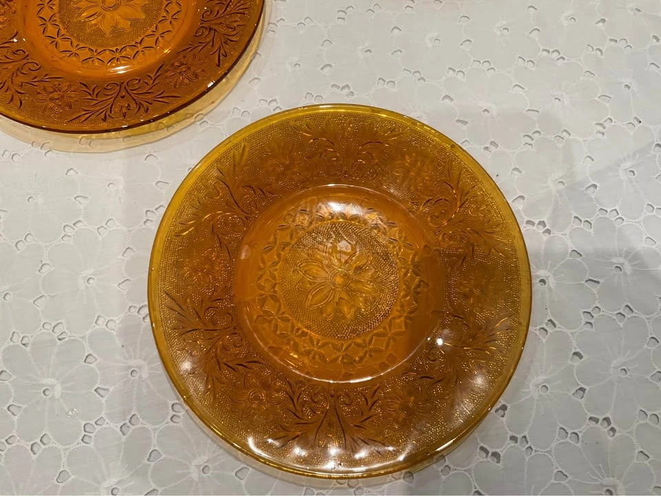 Vintage Indiana Glass Lunch Plates (6) “ Tiara” Amber - photo 4