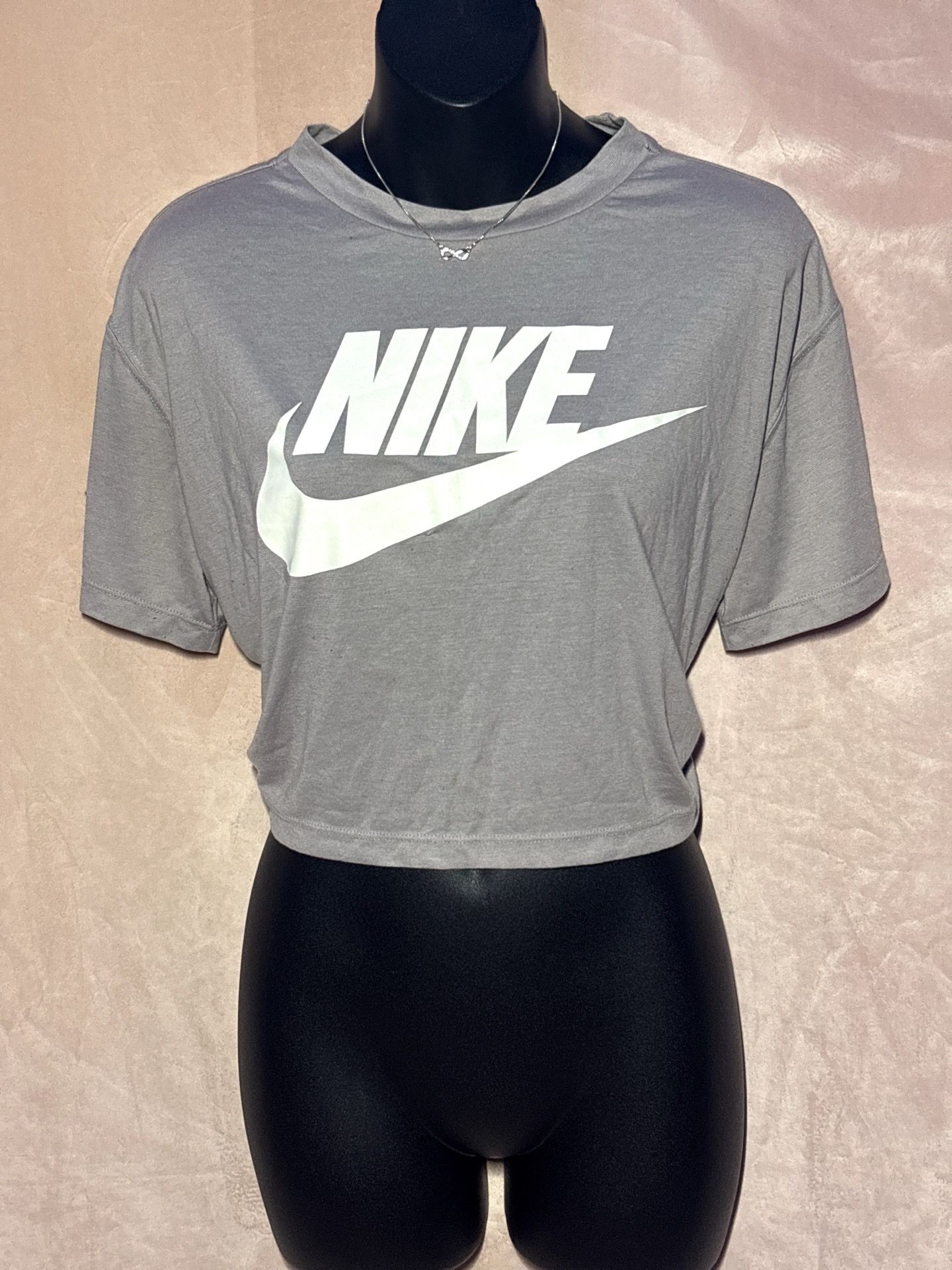 Nike Women's Gray Cropped Logo T-Shirt Short Sleeve Graphic Tee - photo 2
