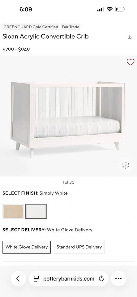 Pottery Barn Sloan Acrylic Crib - With Toddler Conversion - photo 2