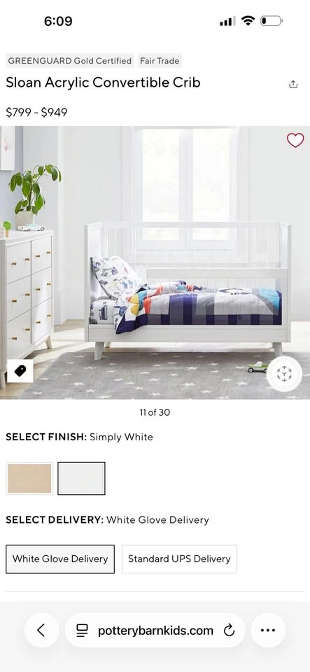 Pottery Barn Sloan Acrylic Crib - With Toddler Conversion - photo 3
