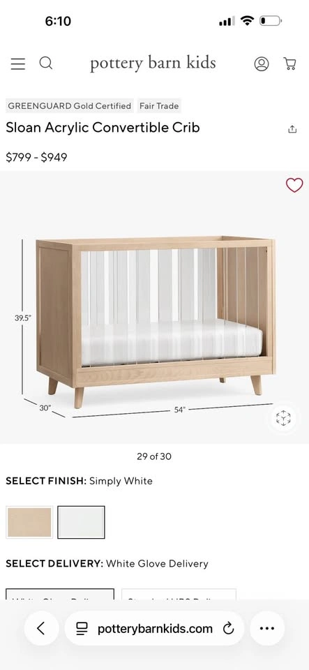 Pottery Barn Sloan Acrylic Crib - With Toddler Conversion - photo 5