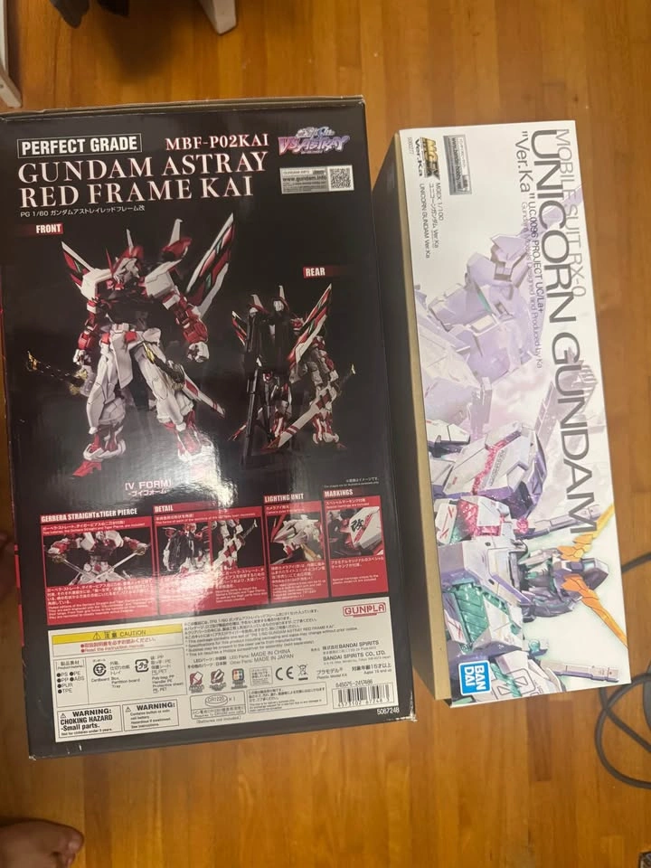 Bandai PG Gundam Astray Red Frame Kai & MG Unicorn Ver. Ka