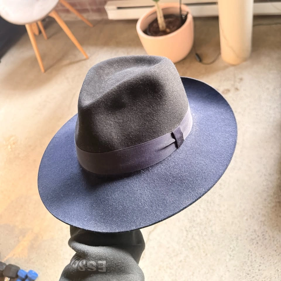 Lanvin Navy Felt Fedora – Size 56