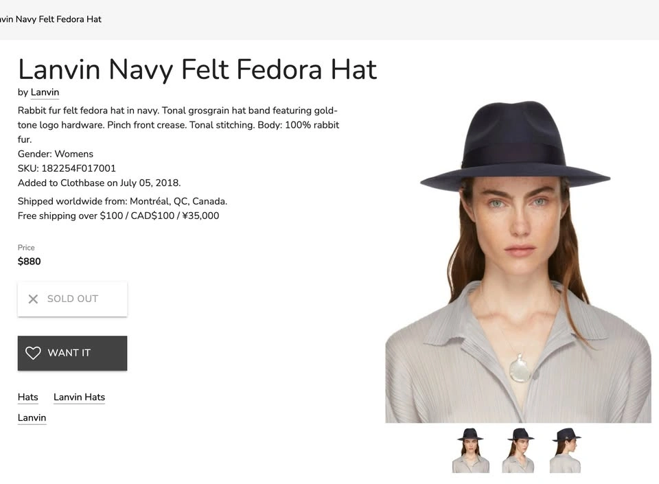 Lanvin Navy Felt Fedora – Size 56 - photo 2