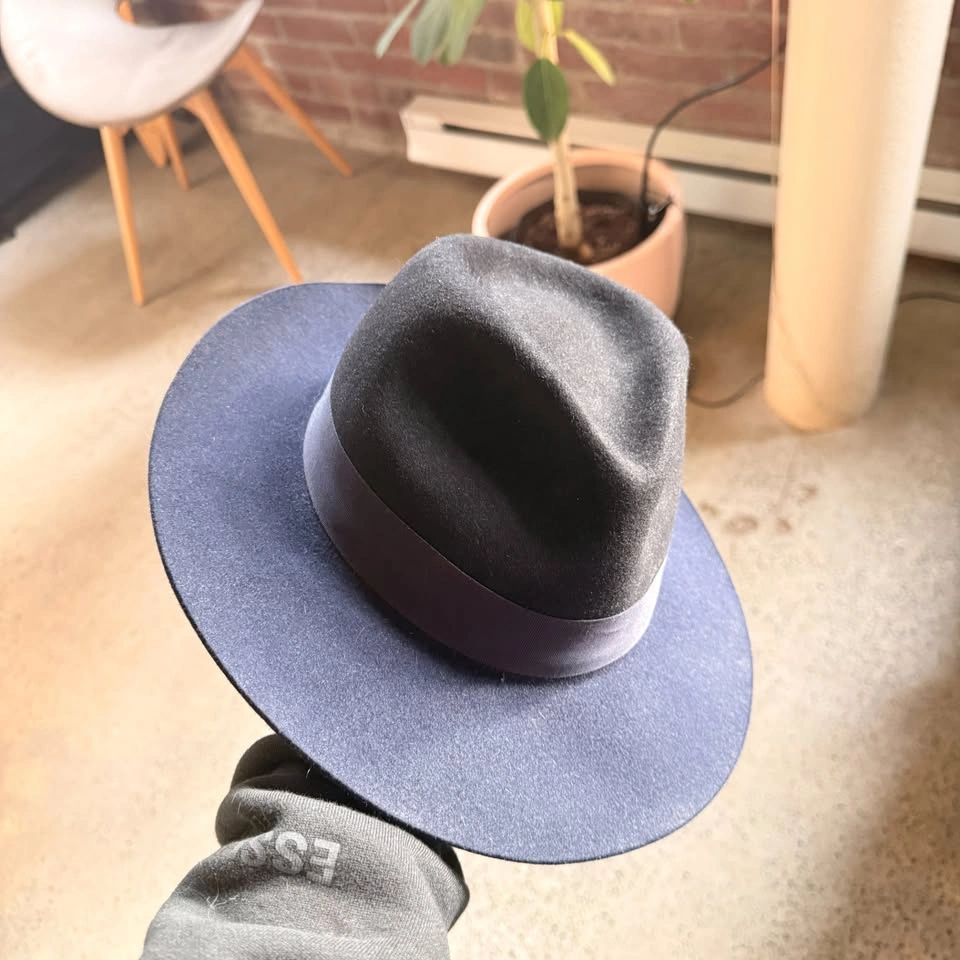 Lanvin Navy Felt Fedora – Size 56 - photo 5