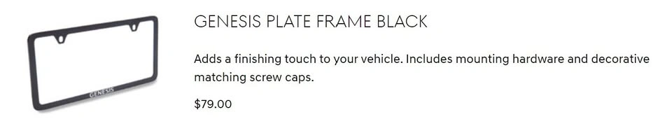 GENESIS LICENSE PLATE FRAME BLACK - photo 3