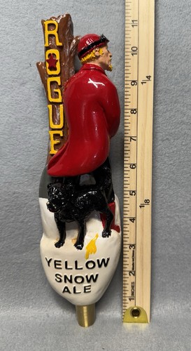 Rogue Yellow Snow Ale Man And Dog Beer Tap Handle 11" - photo 3