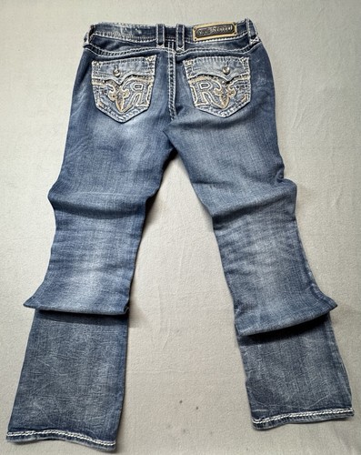 Rock Revival Sundee Woman’s Bootcut Jeans Denim Distressed Embro - photo 2